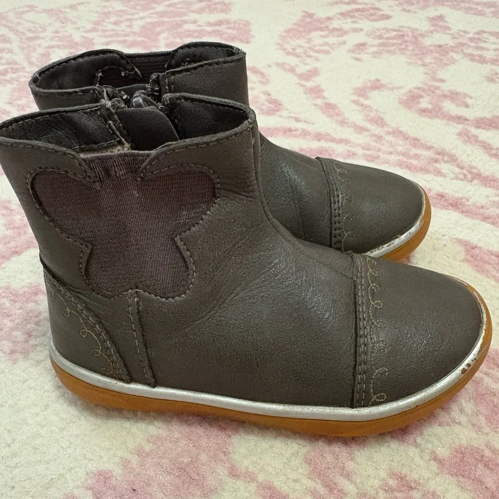 Livie & Luca Brown Butterfly Ankle Boots Toddler Girl 7